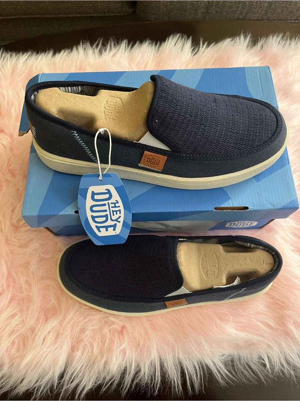 Hey Dude Navy Blue Woven Slip-On Loafers